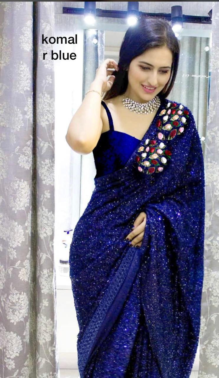 Buy Full Sleeve Pearl Work Sarees Online for Women in USA